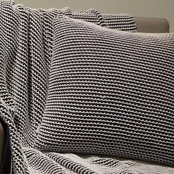 Nova Home Honey Bee Hand Knitted Cushion Cover - 100% Cotton - 45x45 cm - Black & Natural