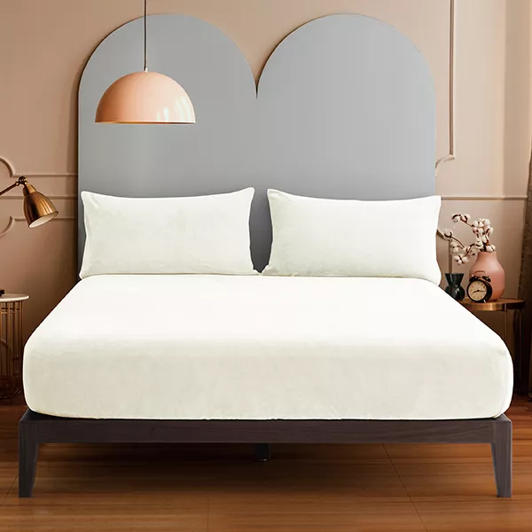 Nova Home WarmFit Winter Microfleece Fitted Sheet Set - Single & Twin - 2 Pcs - Ivory (Available in Sizes)