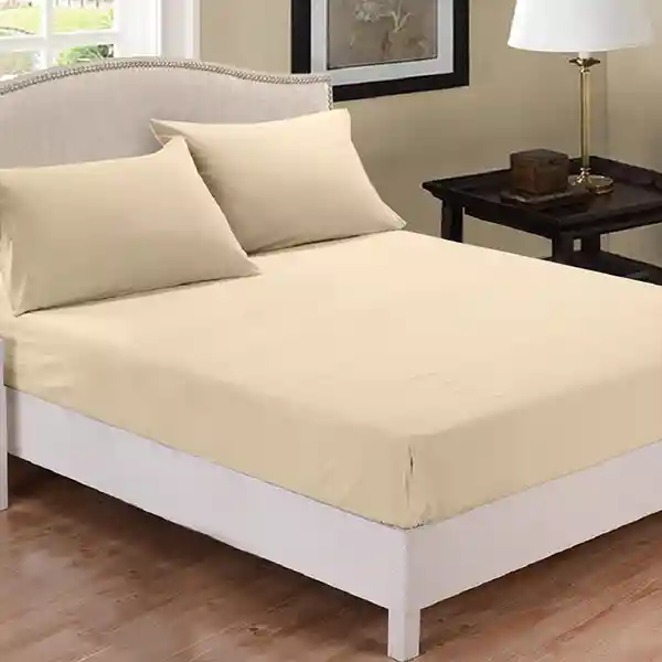 Fieldcrest Plain Fitted Sheet Set - 100% Cotton - 220 Thread Count - Twin & Single - 2 Pcs - Ivory