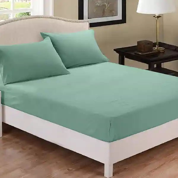 Fieldcrest Plain Fitted Sheet Set - 100% Cotton - 220 Thread Count - Twin & Single - 2 Pcs - Jade
