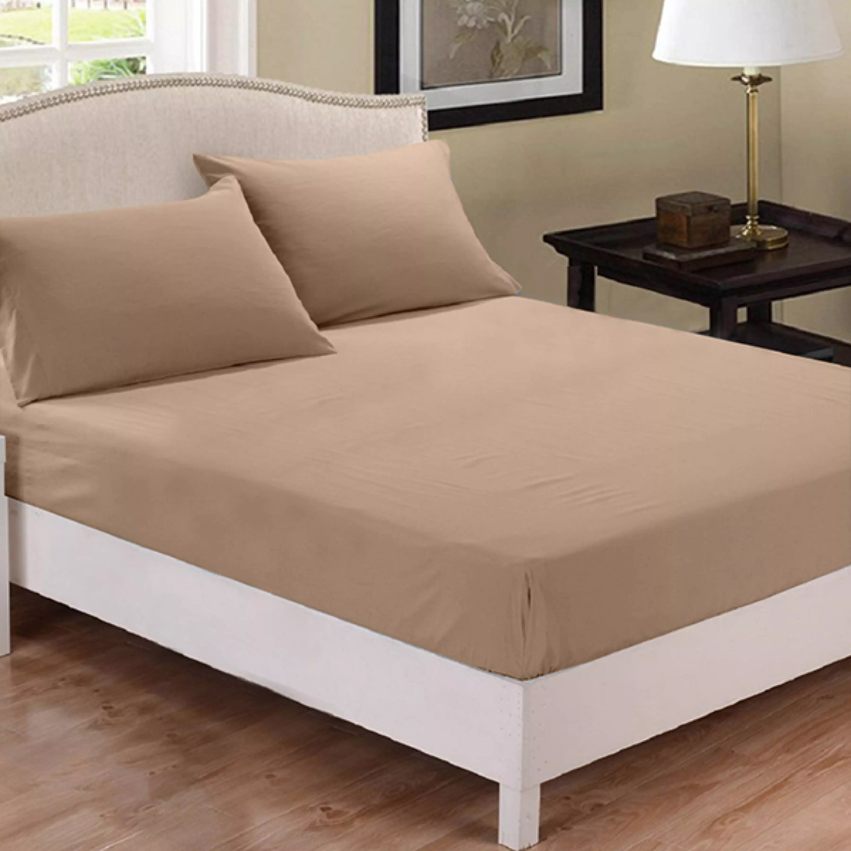 Fieldcrest Plain Fitted Sheet Set - 100% Cotton - 220 Thread Count - Twin & Single - 2 Pcs - Linen