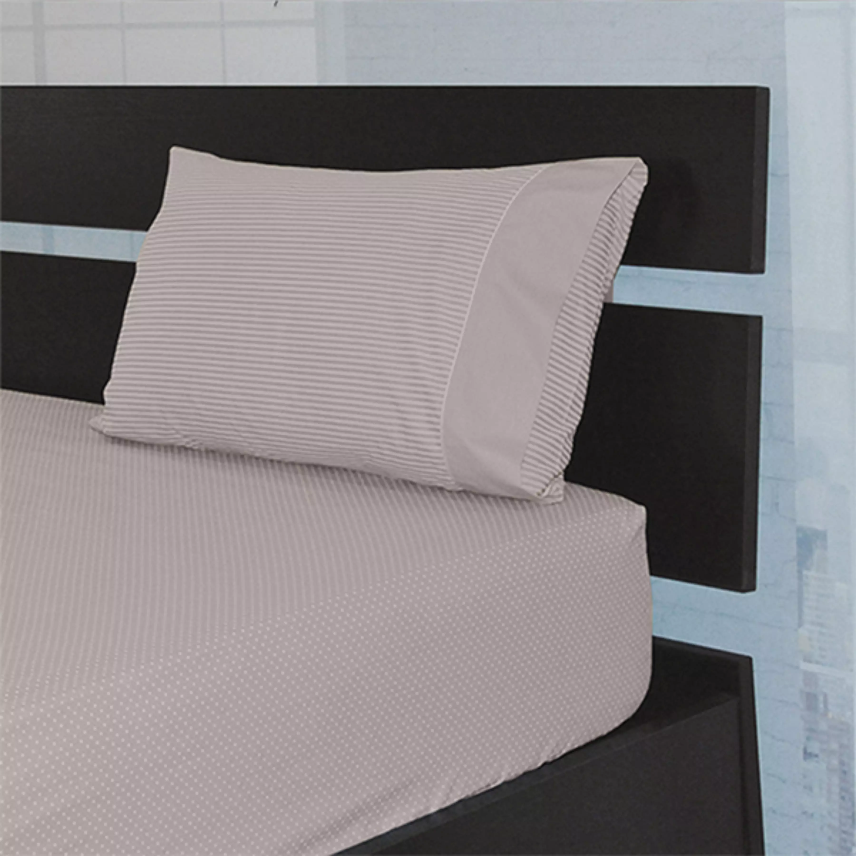 Cannon Dots & Stripes Fitted Sheet Set - Poly Cotton - Single & Twin - 2 Pcs - Linen