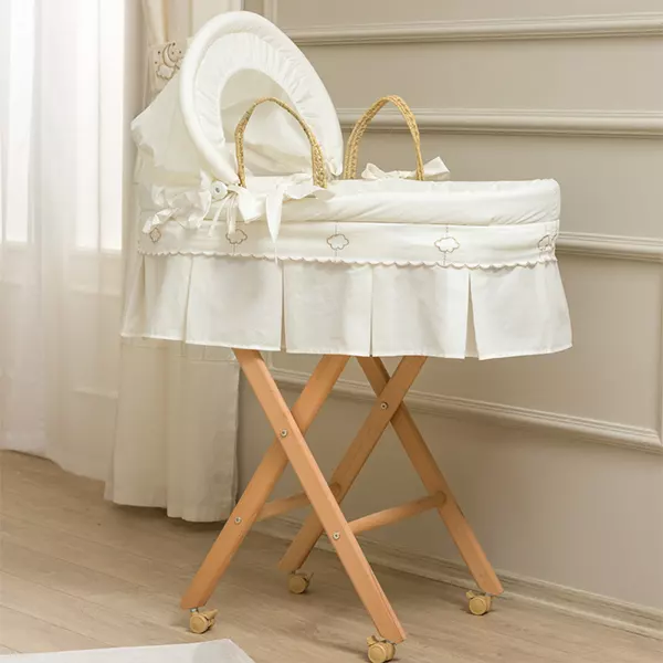 Funna Baby-Luna Elegant Moses Basket With Stand - 100% Cotton - Gold