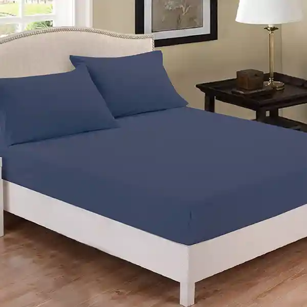 Fieldcrest Plain Fitted Sheet Set - 100% Cotton - 220 Thread Count - Queen - 3 Pcs - Navy