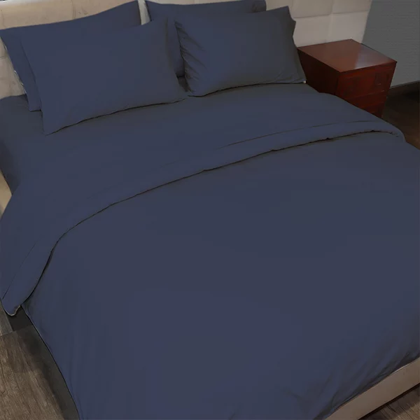 Fieldcrest Plain Duvet Cover - 100% Cotton - 220 Thread Count - Super King - Navy
