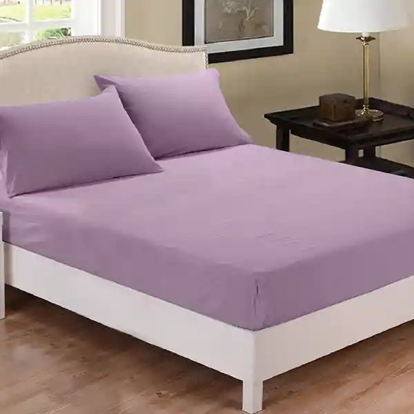 Fieldcrest Plain Fitted Sheet Set - 100% Cotton - 220 Thread Count - Queen - 3 Pcs - Plum