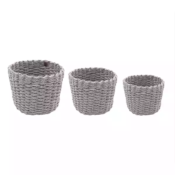 Weva Rattique Faux Rattan Storage Basket Set - 3 Pcs - Grey