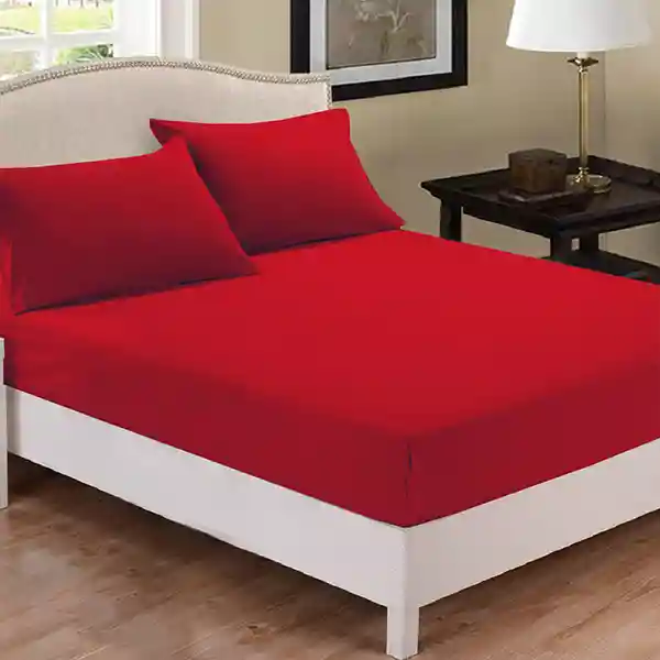 Fieldcrest Plain Fitted Sheet Set - 100% Cotton - 220 Thread Count - Queen - 3 Pcs - Red