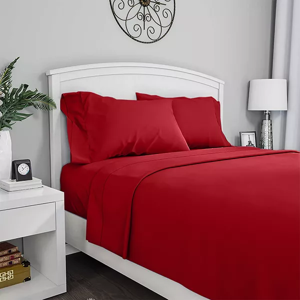 Fieldcrest Plain Flat Sheet - 100% Cotton - 220 Thread Count - Single & Twin - Red