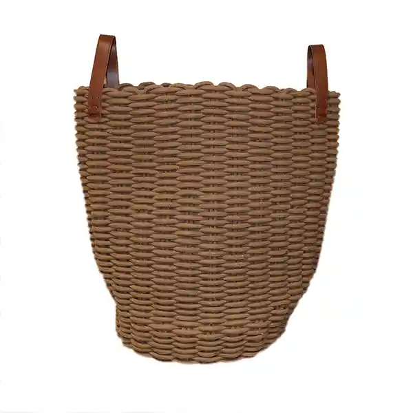 Weva Ridger Cotton Laundry Basket With Leather Handle - Taupe