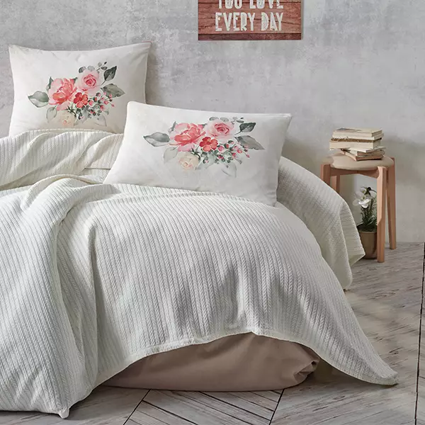 Nova Home Rosanna Pique Bedspread Set - 100% Cotton - Single & Twin - 3 Pcs - Cream