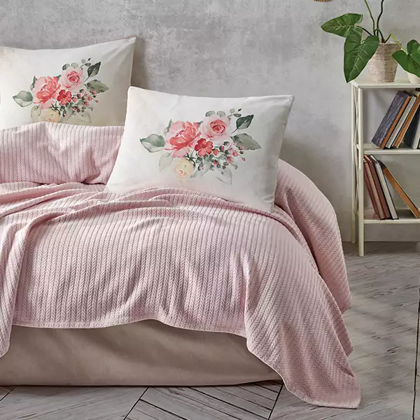 Nova Home Rosanna Pique Bedspread Set - 100% Cotton - Single & Twin - 3 Pcs - Pink