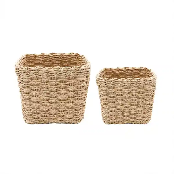 Weva Spectrum Faux Rattan Storage Basket Set - 2 Pcs - Natural