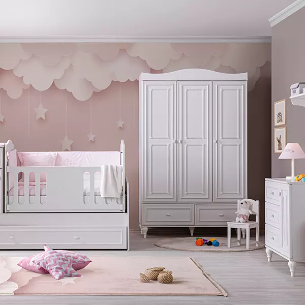 Pierre Cardin Aspendos 3-Door Baby Room Wardrobe - White