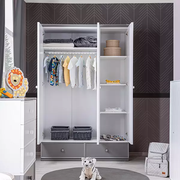 Pierre Cardin Neo 3-Door Baby Room Wardrobe - White